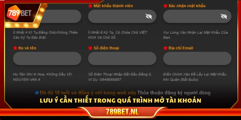 Lưu ý cần thiết khi đăng ký 789Bet